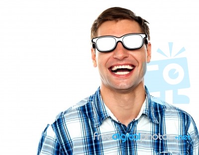 Laughing Man Wearing Sunglasses Stock Photo