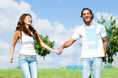 Laughing Young Couple Stock Photo