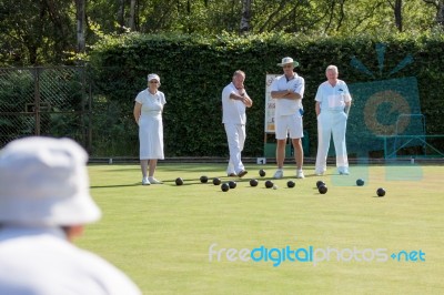 Lawn Bowls Match At Colemans Hatch Stock Photo