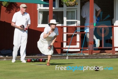 Lawn Bowls Match At Colemans Hatch Stock Photo