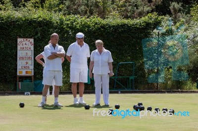 Lawn Bowls Match At Colemans Hatch Stock Photo