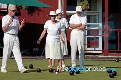 Lawn Bowls Match At Colemans Hatch East Sussex Stock Photo