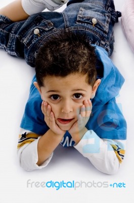 Laying Adorable Boy Stock Photo