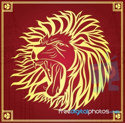 Leader Invitation Poster With Gold Lion Stock Image