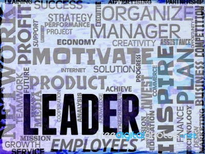 Leader Words Shows Directing Others And Leadership Stock Image