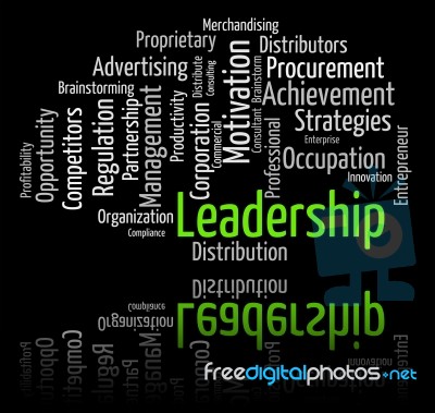 Leadership Word Shows Wordcloud Initiative And Management Stock Image