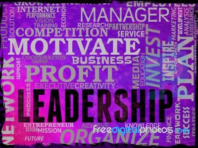 Leadership Words Shows Command Guidance And Influence Stock Image