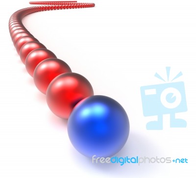 Leading Metallic Balls In Chain Showing Leadership Stock Image