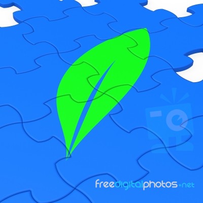 Leaf Sign Puzzle Showing Ecology Stock Image