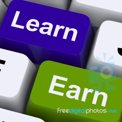 Learn And Earn Computer Keys Stock Image