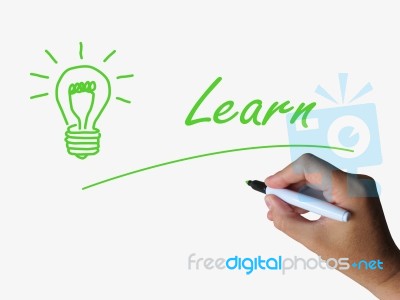 Learn And Lightbulb Means Training And Learning Skills Or Knowle… Stock Image