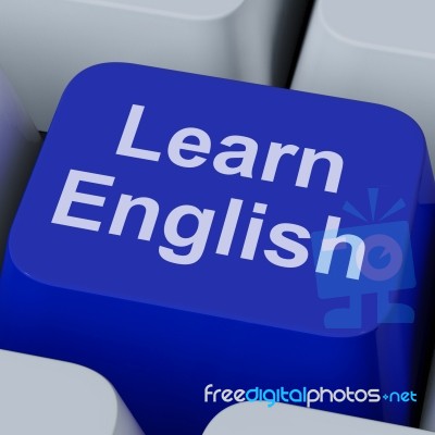 Learn English Key Shows Studying Language Online Stock Image