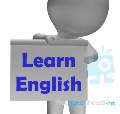 Learn English Sign Shows Esol Or Second Language Stock Image