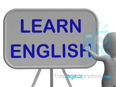 Learn English Whiteboard Means Language Learning And Esol Stock Image