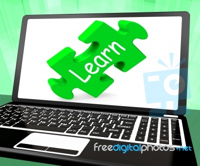 Learn Laptop Shows Online Learning Education Or Studying Stock Image