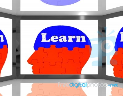 Learn On Brain On Screen Showing Educational Tv Shows Stock Image