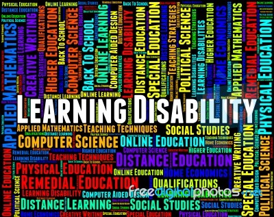 Learning Disability Words Represents Special Needs And Disabled Stock Image