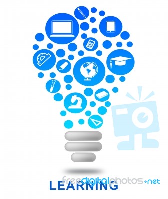 Learning Lightbulb Indicates School Study And Training Stock Image