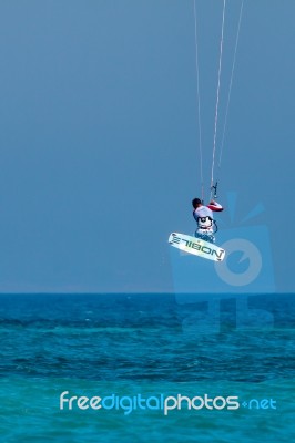 Learning To Kite Surf In Avidmou Cyprus Stock Photo