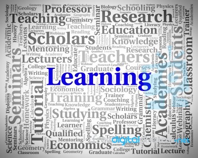 Learning Word Indicating Educated Studying And University Stock Image