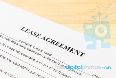 Lease Agreement Contract Document Left Angle View Stock Photo