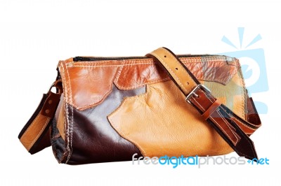 Leather Bag On White Background Stock Photo