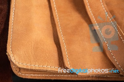 Leather Bag With The Background Stock Photo