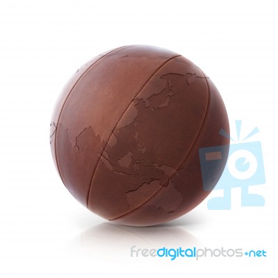 Leather Globe 3d Illustration Asia & Australia Map Stock Photo