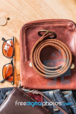 Leather Ready To Travel Stock Photo