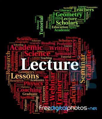 Lecture Word Represents Talks Address And Lessons Stock Image