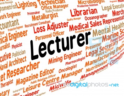 Lecturer Job Means Give Lessons And Address Stock Image