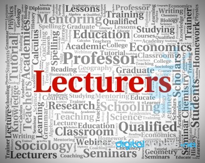 Lecturers Word Represents Recitation Recitations And Oration Stock Image