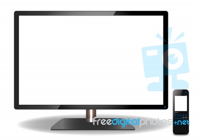 Led Or Lcd Tv And Remote Stock Image