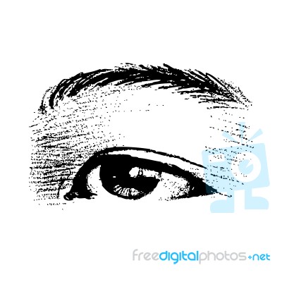 Left Human Eye Hand Drawn Stock Image