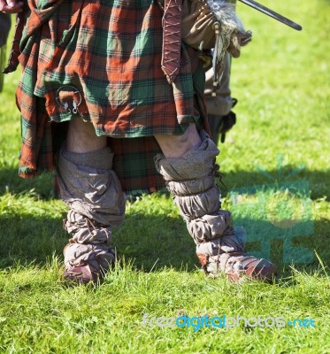 Leg Of Medieval Scottish Warrior Stock Photo