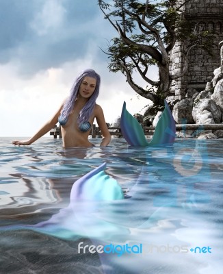 Legend Of A Mermaid,a Fairy Tale Story Stock Image