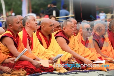 Leh, India-august 5, 2012 - His Holiness The 14th Dalai Lama Stock Photo