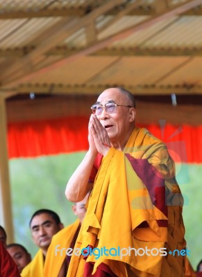 Leh, India-august 5, 2012 - His Holiness The 14th Dalai Lama Stock Photo