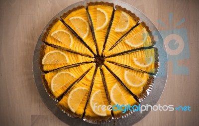 Lemon Cheese Pie Stock Photo