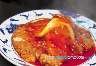 Lemon Chicken Chinese Dish Stock Photo