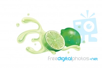 Lemon Fresh With Splash  Illustration Stock Image