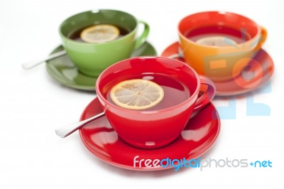 lemon tea with spoon Stock Photo