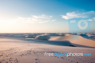 Lencois Maranhenses National Park, Brazil, Low, Flat, Flooded La… Stock Photo