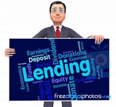 Lending Word Shows Bank Loan And Advance Stock Image