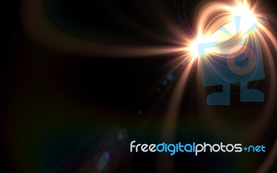 Lens Flare Light Over Black Background Stock Image