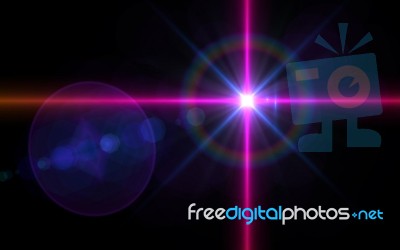 Lens Flare Light Over Black Background. Easy To Add Overlay Or S… Stock Image