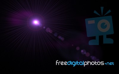 Lens Flare Light Over Black Background. Easy To Add Overlay Or Screen Filter Over Photos Stock Image