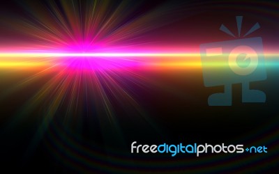 Lens Flare Light Over Black Background. Easy To Add Overlay Or Screen Filter Over Photos.two Beautiful Abstract Digital Lens Flare Light With Colorful Light Stock Image