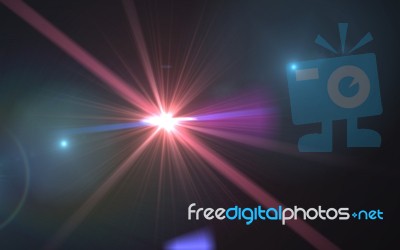 Lens Flare Or Star Flare In Black Background.modern Nature Flare Effect With Black Background For Overlay Design Stock Image