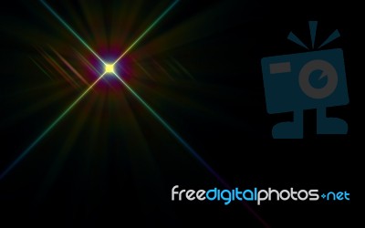 Lens Flare Or Star Flare In Black Background.modern Nature Flare Effect With Black Background For Overlay Design Stock Image